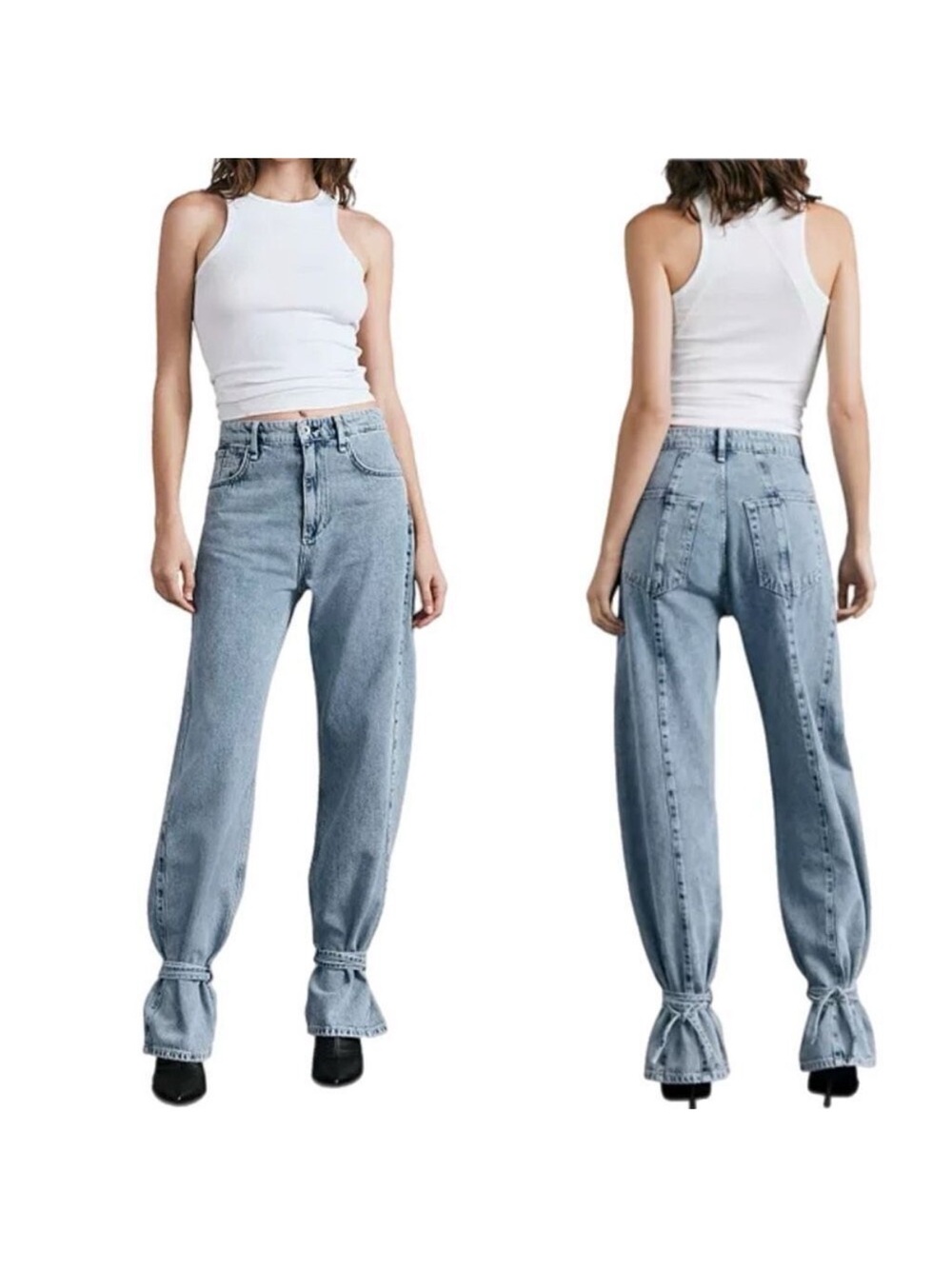 rag & bone Light Blue Boyfriend Jeans with Tie Hems